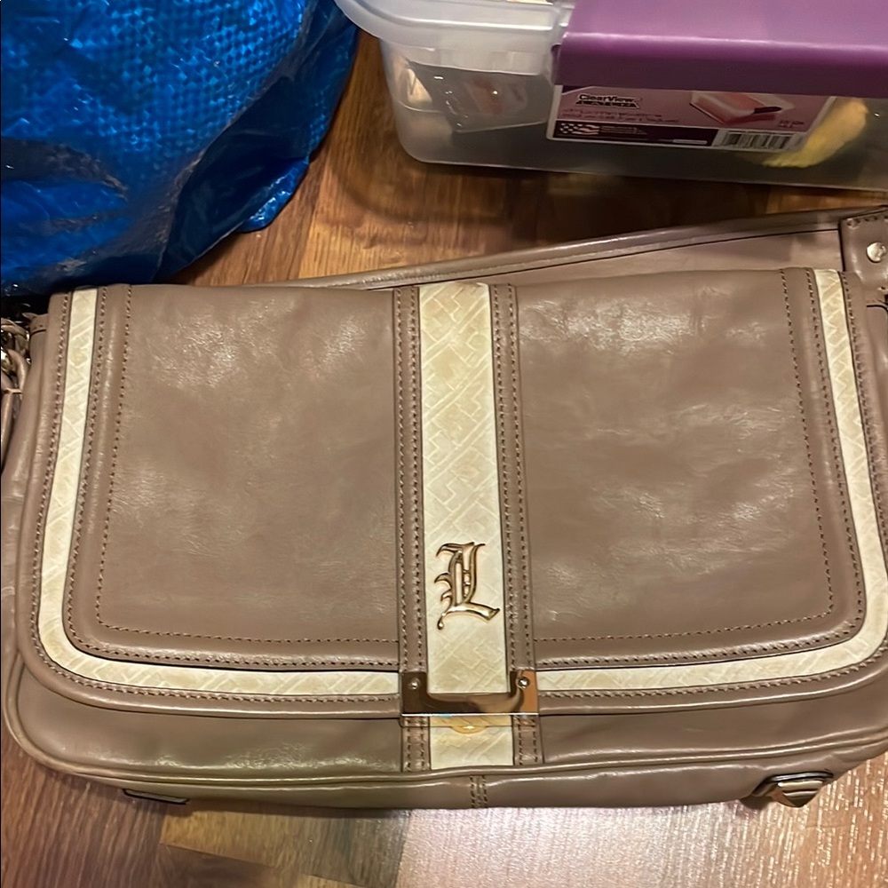 L.A.M.B. Beige and Cream Shoulder Bag
